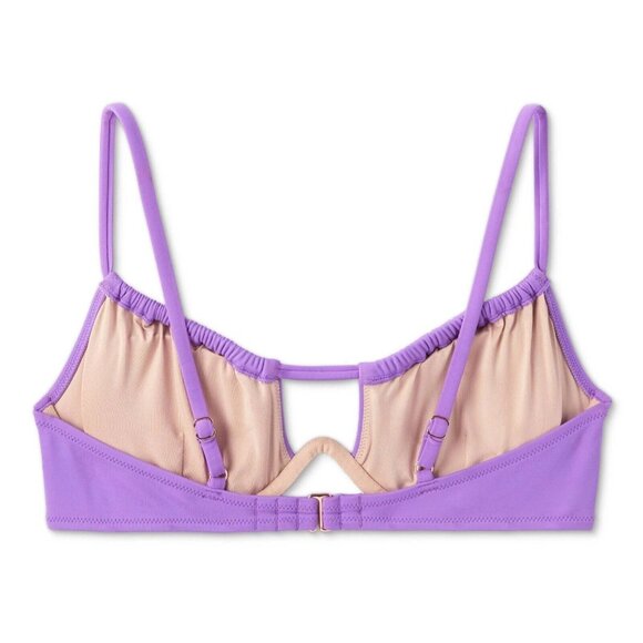 Shade & Shore Size XS 32B Purple Tunnel Front Neckline Underwire Bikini Swim Top - Picture 4 of 7